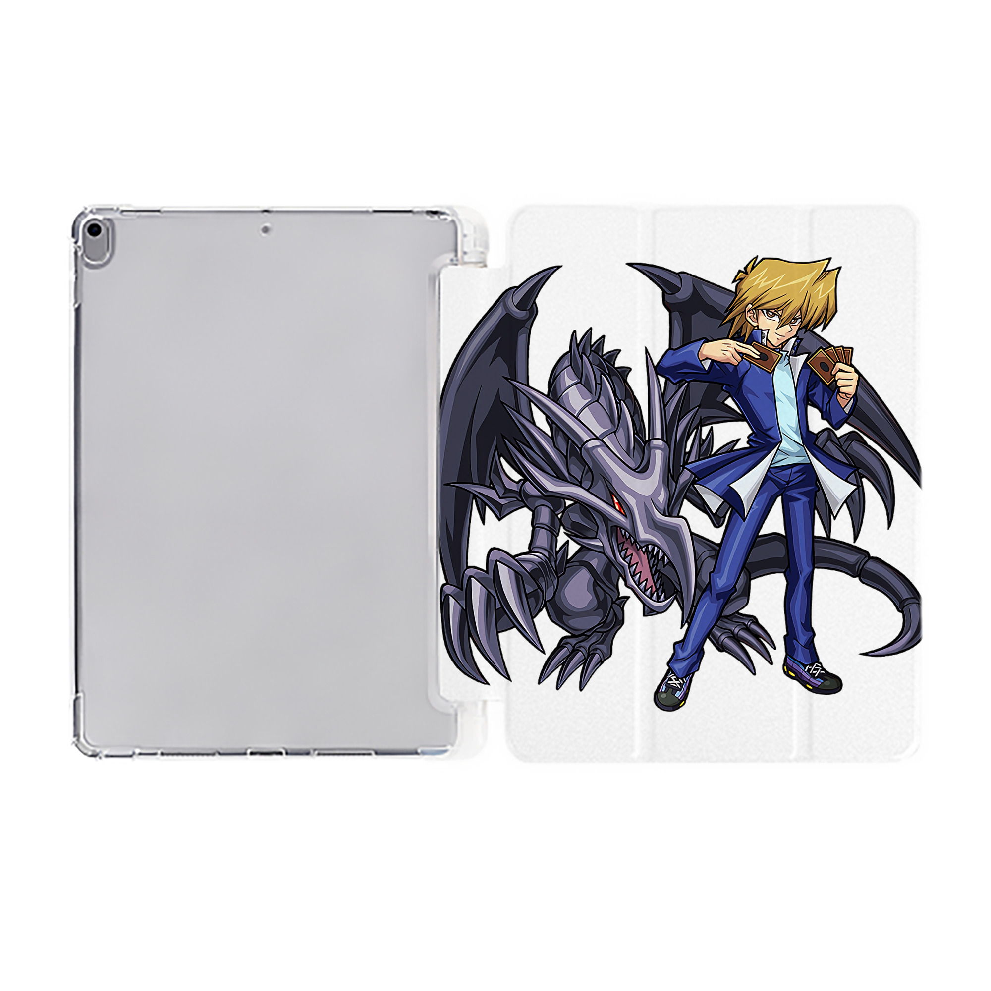 （画像用） 遊☆戯☆王 Yu-Gi-Oh! IPad ケース ペン収納付き 三つ折りスタンド PUレザー×シリコン 対応機種9.5/10.5/10.9インチ